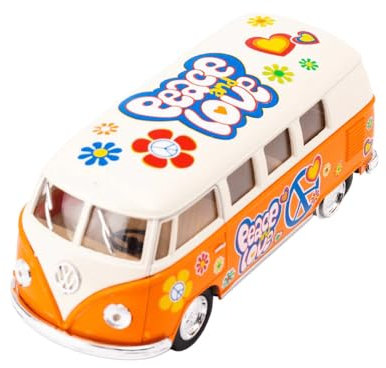 Easy Toys Modellino Auto Compatibile con Volkswagen Classic Bus. Furgone Giocattolo in Scala con Porte Apribili. Modellismo Automobile. (1962 Arancione)