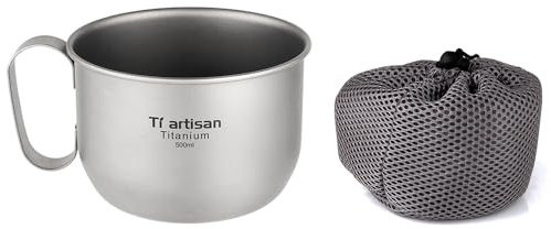 Funien 500ml Titan Wasser Tasse Kaffeetasse Outdoor Camping Wandern Backpacking,Outdoor-Becher aus Titan