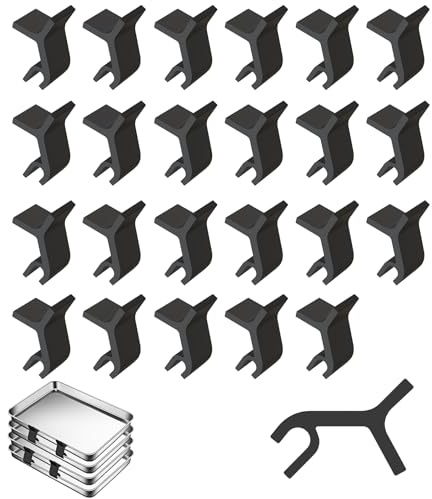 Linkidea 24 PCS Plastic Baking Tray Stacker, Baking Pan Organizer Stabilizing Bracket, Tray Stackers for Cookie Sheets, Suitable for Party Entertaining Reunion Food Display (Black)