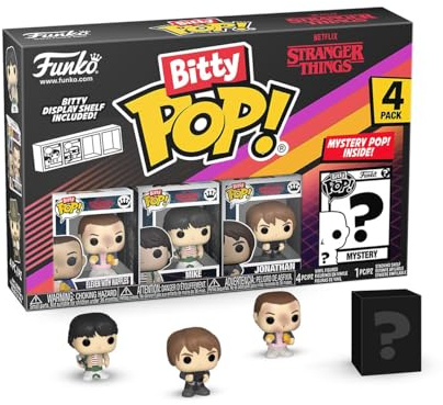 Funko Bitty POP! 4 Pack: Netflix Stranger Things - Eleven with Eggos, Mike | Offizielles Fantasy Merch - Winzige Mini Figuren mit Display Regal - Tortendeko, Mitgebsel und Wichtelgeschenk