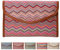 CXINLky Sommer Stroh Clutch Damen, Ethno-Stil Gestreifte Stroh Handgelenk Boho Geldbörse aus Korbgeflecht Strand Stroh Handtasche Clutch-Tasche-Welliges Rosa