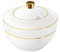 Wilmax - Sucrier - Récipient à sucre en porcelaine avec motif doré - 340 ml - Blanc - Distributeur de sucre spacieux avec couvercle - Boîte - Accessoires de cuisine