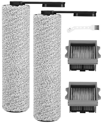 Toaren Rouleau de Brosse de Rechange et Filtre Accessoires pour Tineco Floor One S5 Combo pour Aspirateurs Secs et Humides,2 Rouleaux de Brosse,2 Filtres HEPA,1 Brosse de Nettoyage