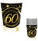 FIESTAS GUIRCA | 6 Gobelets Jetables de 60 Ans (240 ml) (9 cm) - Décoration de Table pour Fêtes - Idéal pour Célébrations et Événements - Noir, Or, Blanc