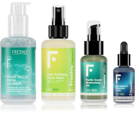 Freshly Cosmetics Routine viso completa oil-free per pelle mista e grassa Shine Control Pack. 100 ml, 150 ml, 50 ml, 30 ml