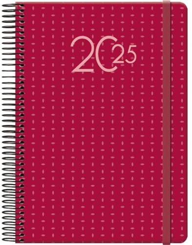 Dohe - Kalender 2025 Portugiesisch - Tag pro Seite, Größe A5 (14x20 cm), 12 Monate Januar bis Dezember, Ringbindung, Jahresplaner, Bürobedarf - OPORTO Rot
