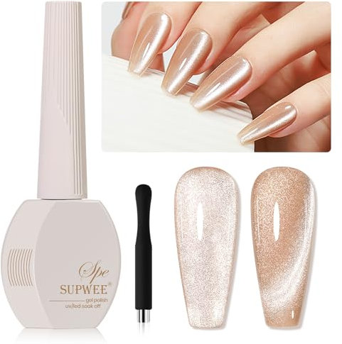 SUPWEE Cat Eye Gel Nail Polish 15ML Cat Magnetic Gel Galaxy Glitter Gels Polish with Magnet UV LED Magnetic Gels Nail Polish Home DIY Manicure Nail Salon