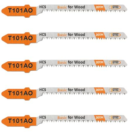 5PCS T Shank Jigsaw Blades Set - BGTEC HCS(SK5) Jig Saw Blades for Wood, Plastic Cutting(T101AO)