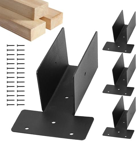 Kit de pergola en bois robuste, 4 supports métalliques et 28 vis incluses, kit complet de matériel pour créer de superbes pergolas dans les balcons, terrasses, jardins, espaces de vie extérieurs