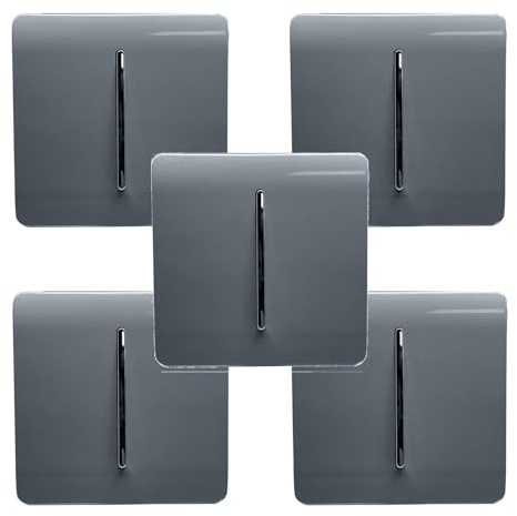 Trendi Modern 1 Gang 1 or 2 way Screwless Rocker Light Switch in Warm Grey (Pack of 5)
