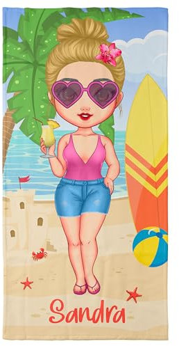 Handtuch personalisiert mit Name Beach Girl - Persönliches Geschenk für Beste Freundin Freundinnen - Best Friends, BFF - 100 x 50 cm