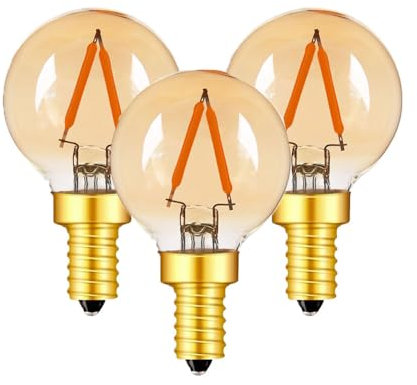 KINGYEENUO E14 LED-Leuchtmittel aus bernsteinfarbenem Glas, G40, Vintage-Stil, 1 W, dimmbar, 2200 K, sehr warmweiß, 100 lm, 220 – 240 V, energiesparend, für Lampen und Kronleuchter