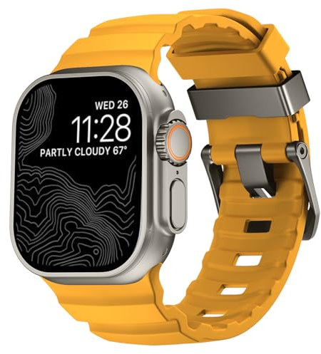 VeveXiao Luxury Designer Rugged Bands Compatible with Apple Watch Ultra 2 Band 49mm 46mm 45mm 44mm,Sport Soft Silicone Waterproof Strap for iWatch Ultra Series 10 9 8 7 6 5 4 SE (yellow)