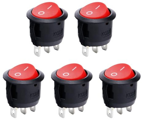 5 Stück Kippschalter Wippschalter Mikroschalter Kfz,3-Poliger Ein Aus Schalter Einbauschalter Runder,Rund Rot-Schwarz On/Off,12v/230v Kunststoff für Den Einbau In Häusern/Autos/Elektrischen Geräten