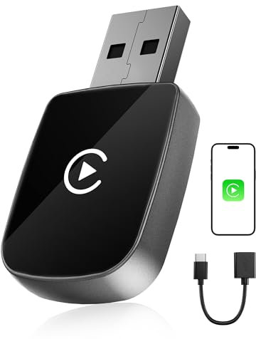WityEye Adaptador CarPlay Inalámbrico, Bluetooth V5.3 Conexión Estable, 5.8GHz WiFi Transferencia Rápida de Datos, Compatible con Apple iPhone iOS 10+, para Coches con CarPlay con Cable Desde 2016