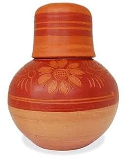 100% Handmade 3L Clay Water Pot with Cup for Best Housewarming Gift Item, Home/Hotel Kitchen Table Decor, Natural Cool Water Storage Pitcher