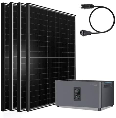 Balkonkraftwerk 2340W mit Speicher Marstek Jupiter C+ 2560W, 4x450W Glas-Glas Solarmodule mit 2,56kwh Stromspeicher, Bifazial Solarpanel bis zu 2340W, Solaranlage Photovoltaik für Dach Haus Balkon