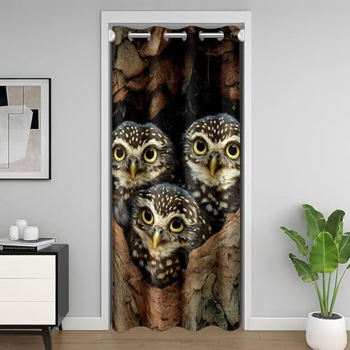 Homemissing Eule Türvorhang 86x203cm für Kinder Jungen Mädchen erstaunliche Eule Vorhang Ultra weich 3D Tier gedruckt Zimmer Divider Vogel Dekor Vorhang für Innentür Raumteiler Zimmer Dekor