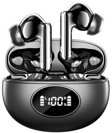 A90 Bluetooth earphones, equipped with an intelligent color touch screen, supporting ANC and ENC active noise reduction functions, wireless audio earbuds for better sound quality and comfort (WHITE)