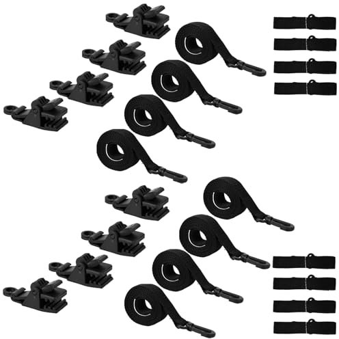 BOXOB 24pcs Pool Solar Cover Reel Attachment Kit, Universal Accessories Supplies for Inground Pool Blankets Includes 8 Solar Roller Clips Clamps 8 Nylon Straps with Touch Fastener Ends & Buckles