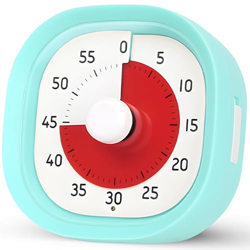 VIPNAJI Temporizador Visual, Temporizador de Cuenta Regresiva de 60 Minutos, Cocina, Cuenta atrás silencioso Herramienta de Gestión del Tiempo para Niños y Adultos,Ajuste Rapido, Ajust