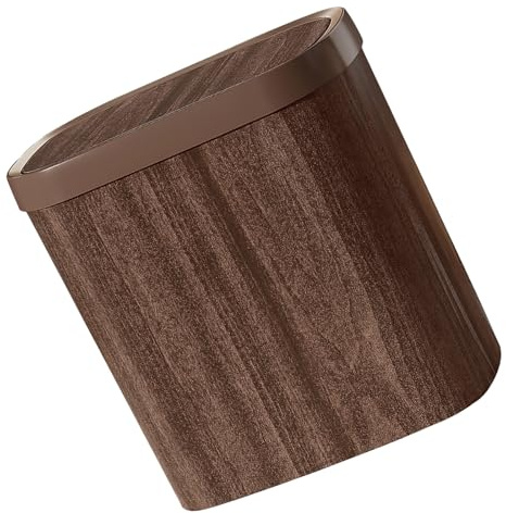 GLEAVI Poubelle Cuisine Vintage à Couvercle Basculant Imitation Bois 12 L en Polypropylène Solide, Corbeille Compacte pour Salle de Bain, Bureau ou Chambre, Poubelle Ménagère Pratique