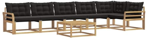 vidaXL Outdoor-Sofagarnitur 7 pcs Weiß und Schwarz 79 x 79 x 37 cm, Garten Sofa für draußen, modernes Lounge Set, langlebige Möbel für die Terrasse, bequemes Sitzen