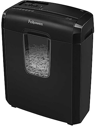 Paper Shredder for Home Use - Fellowes 6C 6 Sheet Cross Cut Paper Shredder for Home Office Use - Powershred Personal Shredder with Safety Lock & 11 Litre Bin - Security Level P4 - Black
