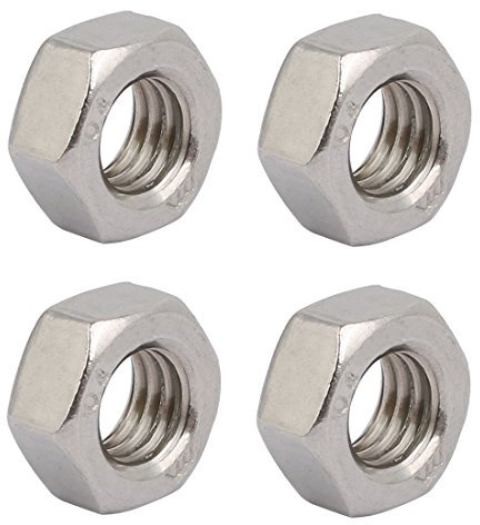 sourcing map 4pcs Écrou Pas à Gauche Hexagonal M8x1.25mm Filetage Métrique en Acier Inox 201