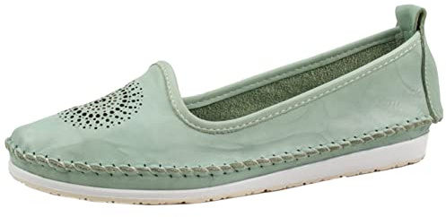 Andrea Conti 0023410 Damen Slipper Ballerina Mokassins Leder, Größe:41 EU, Farbe:Grün
