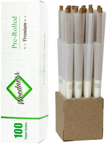 Weedness Vorgedrehte Joint Hülse 100 Stück 110 mm lang Konisch - Long Paper Cones King Size Fertige Hüllen Zigarettenhülsen Vorgerollte Pre rolled
