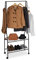 Relaxdays, noir Portant vêtement roulettes métal, Penderie, Tringle dressing, Crochet, Garde-robe 2 étagères chaussures, Taille Unique