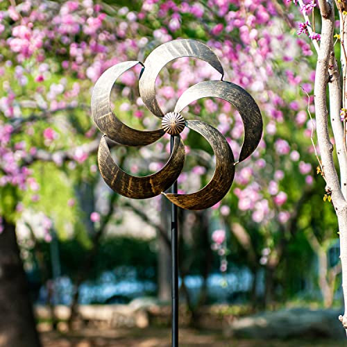 Moulin à Vent Iris 155 cm (61in) Moulin à Vent cinétique à Lame Unique pour l'extérieur – Structure métallique Verticale sur Piquet pour Cour, pelouse et Jardin