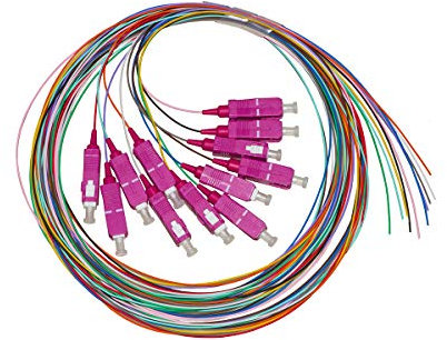 LINK LKSC12PT4 Lot de 12 câbles Pigtail Fibre Optique Colorée Connecteurs SC OM4 SIMPLEX 2 MT