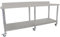 Beeketal 'BET-200' Gastronomie Edelstahl Arbeitstisch 200 x 59,5 cm auf Rollen - Gastro Edelstahltisch bis 150 kg belastbar mit Aufkantung, unterer Ablagefläche und 6 Rollen mit Feststellbremse