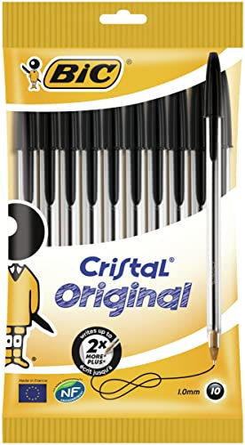 BIC Cristal Original 1.0 mm Ball Pen Paquete de 10 Black