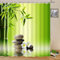 Zen Garden Shower Curtains Spa Green Bamboo Stone White Flower Water Landscape Bathroom Decor Polyester Cloth Curtain Set 70 X 70 Inch with Hooks