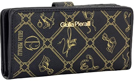 Giulia Pieralli Geldbörse Damen Damenbörse Portmonee Börse Portemonnaie inkl. Geschenk Verpackung NEU # M392/5003 (Schwarz)