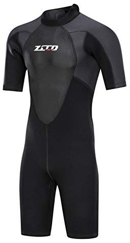ZCCO Neoprenanzüge Herren 3 mm Premium Neopren, Rückenreißverschluss, kurzärmeliger Taucheranzug für Spearfishing,Surfen,SchnorchelnKanufahren, Taucheranzüge (Schwarz, L)