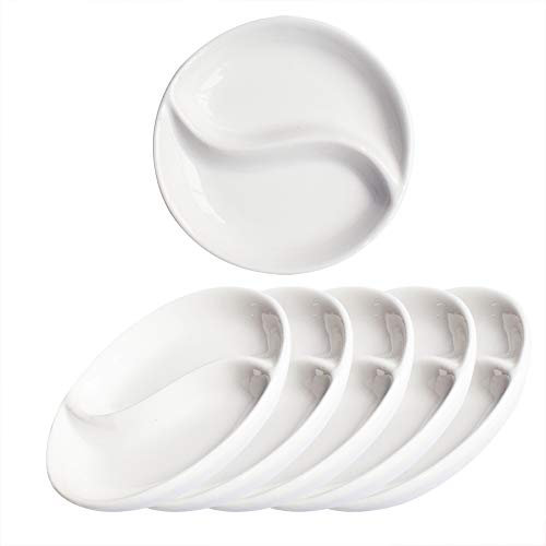 Pirhosigma 5 pcs Eight-Trigrams Shaped Porcelain Soy Sauce Dish Ceramic Dip Dipping Bowls White Palette for Dinner Baking BBQ and Cooking