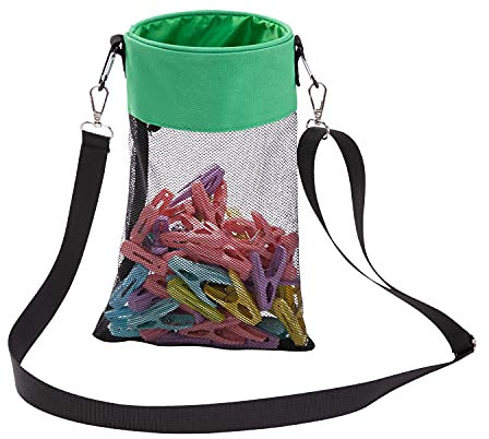 KGMCARE Sac à pinces à linge avec crochets de suspension, sac pour pinces à linge pouvant contenir jusqu'à 100 pinces à linge, convient pour l'intérieur et l'extérieur, vert,