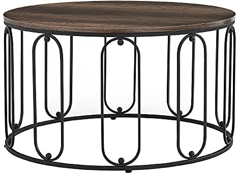 MCombo Metallmöbel Couchtisch Beistelltisch Sofatisch Kaffeetisch 2147, rund Montag-freundlich,Industriedesign Ø 80 cm (Schwarz)