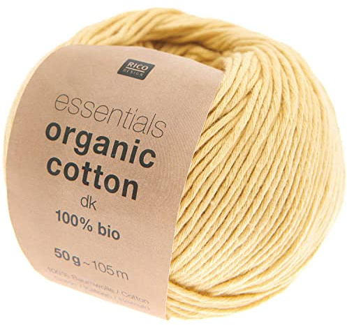 Rico Design Essentials Organic Cotton DK Farbe 03, Bio Baumwolle Baumwollgarn zum Stricken oder Häkeln