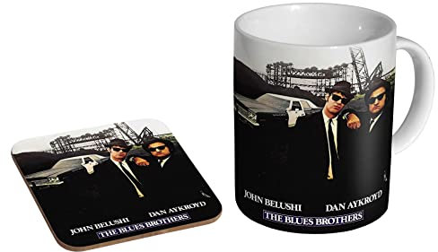 Filmposter Blues Brothers 1980 - Keramiktasse + Untersetzer Geschenkset