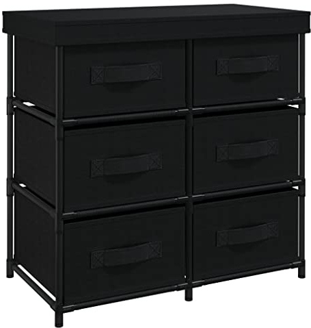 vidaXL Storage Cabinet with 6 Drawers 55x29x55 cm Black Steel