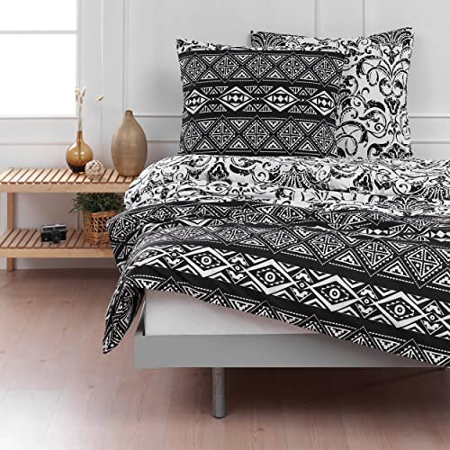 Mixi Trends Bettwäsche Bettgarnitur Bettbezug Baumwolle 135x200 155x220 200x200 200x220 Modern, Größe:155 x 220 cm, Design Bettwäsche:Magnolia D12