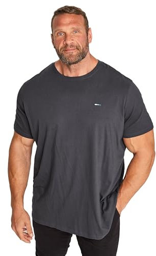 BadRhino Big & Tall Core Essential Everyday Tee Crew Neck Short Sleeve T-Shirt Top - Men's Longer Length 100% Cotton - M to 8XL Grey 3XL