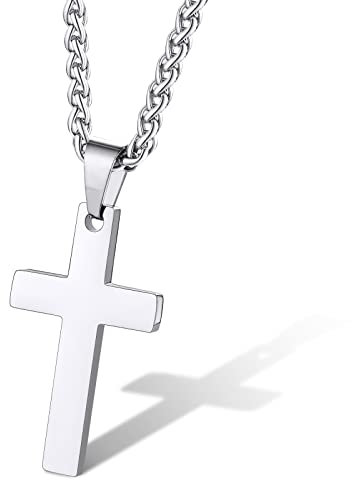 Supcare Herren Kreuzkette Anhänger Kreuz Kette Halskette Edelstahl Silberkette Simpel Religiöse Kruzifix Kette Region Kreuzanhänger Herrenketten Cross Necklace Mens Modeschmuck für Weihnacht