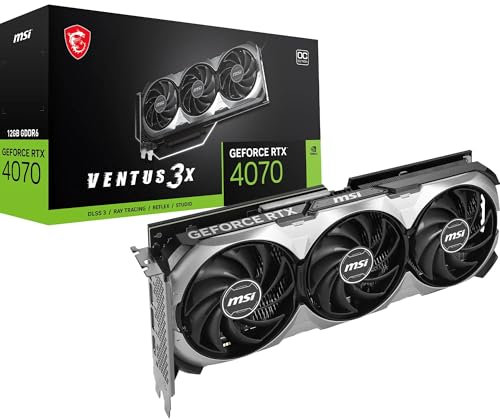 MSI GeForce RTX 4070 Ventus 3X E1 12G OC Carte Graphique - 12 Go GDDR6 (20 GB/s, 192-bit), PCIe 4.0, 3 x Ventilateurs TORX 4.0 - HDMI 2.1a, DisplayPort 1.4a