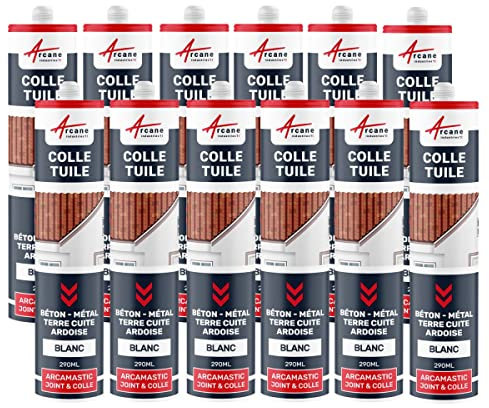 Colle, tuile, mastic souple pour tous matériaux - 290 ml x 12 Blanc - ARCANE INDUSTRIES